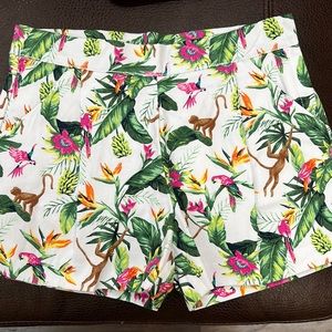 Janie & Jack - Adjustable waist girls shorts. Size 6, floral print with monkeys